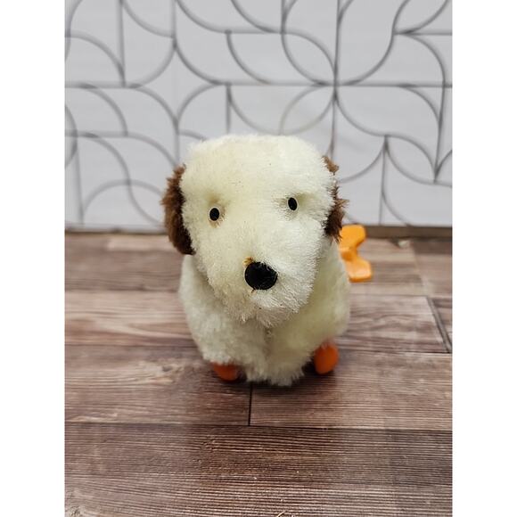Vintage Mechanical Wind Up Walking Dog Toy - 1950s - 1960's Japan? Orange Feet - Picture 2 of 4